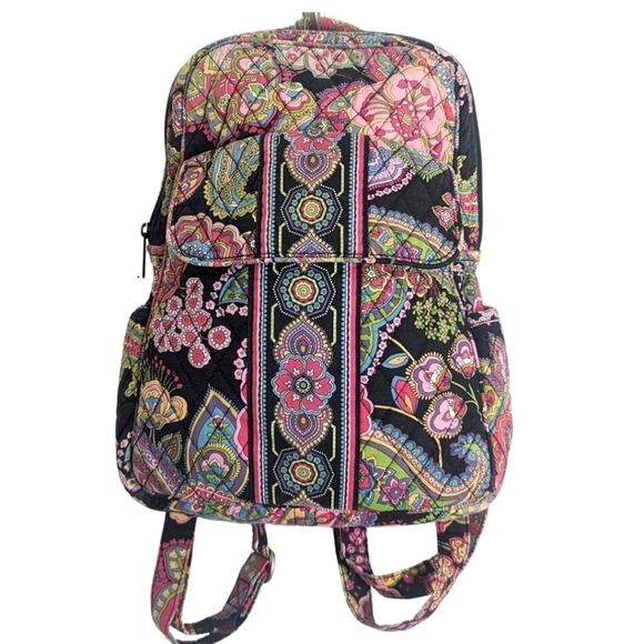Vera Bradley Handbags - VTG Vera Bradley Backpack Symphony In Hue Pink Paisley Floral 13x9x4”